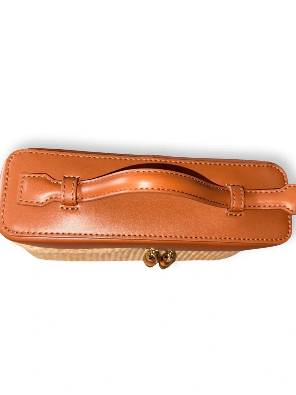 Tuckernuck Woven Cosmetic Case with Brown Leather Trim
